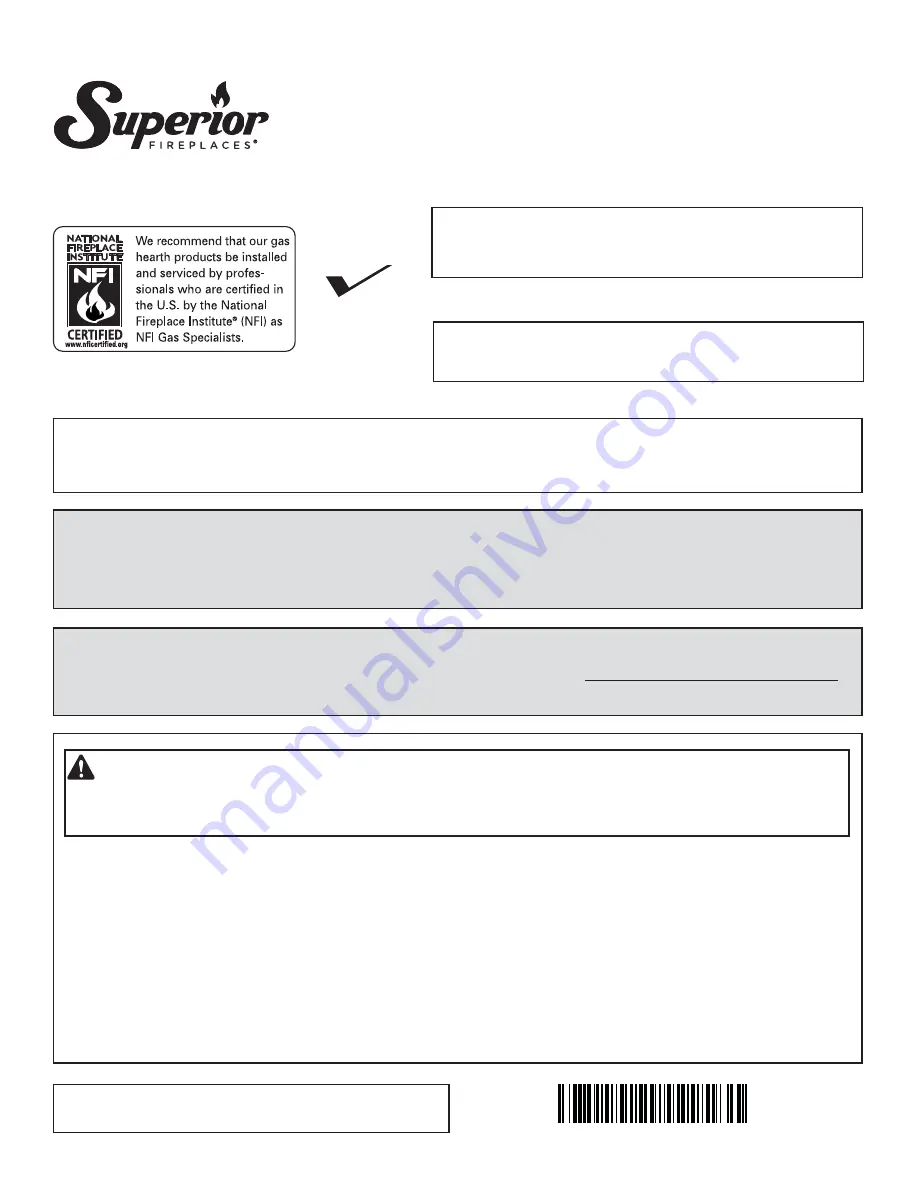 Superior MNF24INM Installation And Operation Instructions Manual Download Page 1