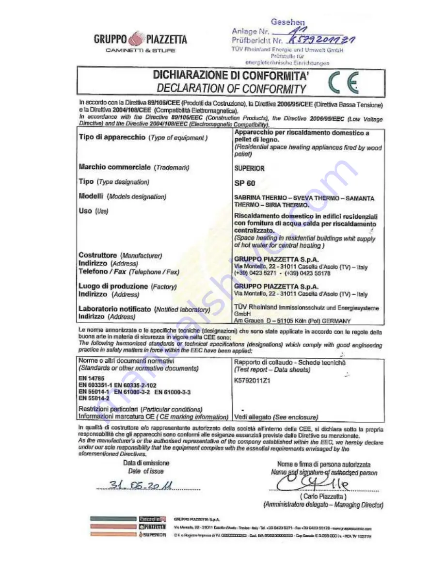 Superior SABRINA THERMO 11 Instructions For Installation, Use And Maintenance Manual Download Page 53