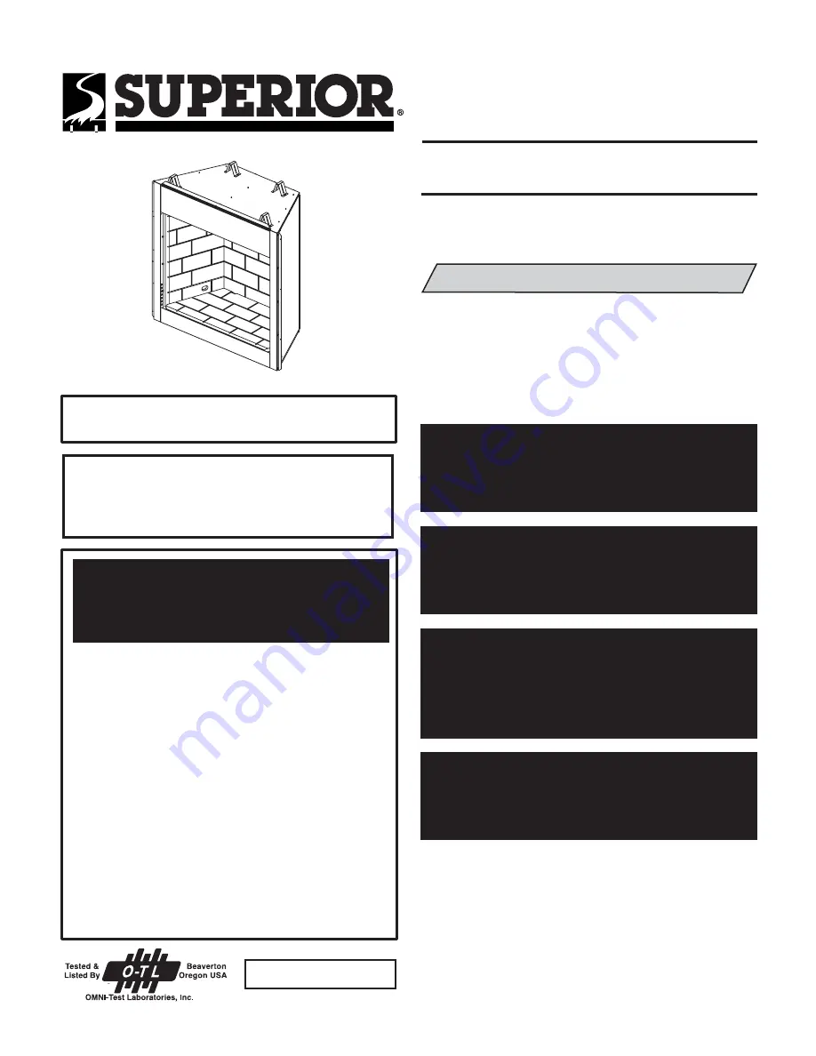 Superior UVF-36 and Installation And Operating Instructions Manual Download Page 1