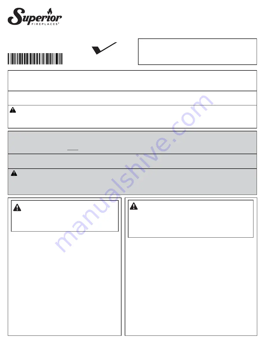 Superior VRE4536WH Installation And Operation Instructions Manual Download Page 1