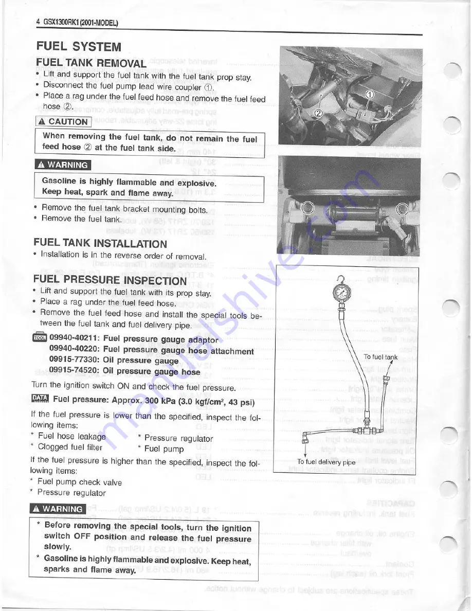 Suzuki 2001 GSX1300RK1 HAYABUSA Supplementary Service Manual Download Page 5