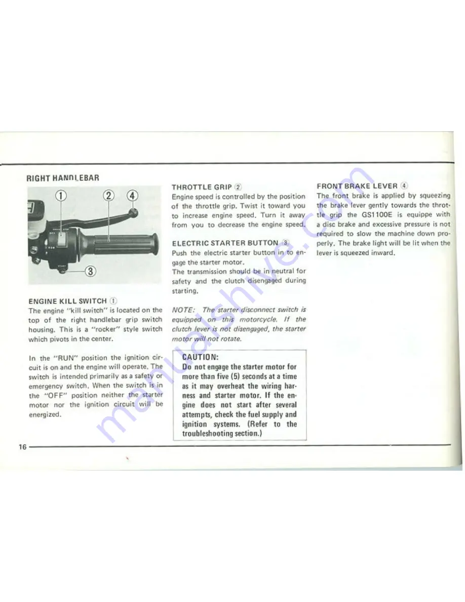 Suzuki GS1100E Owner'S Manual Download Page 16