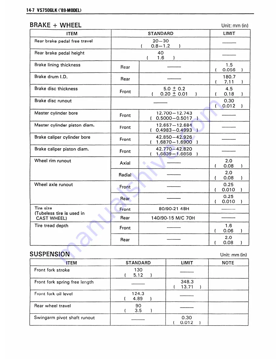 Suzuki Intruder VS700 Service Manual Download Page 351