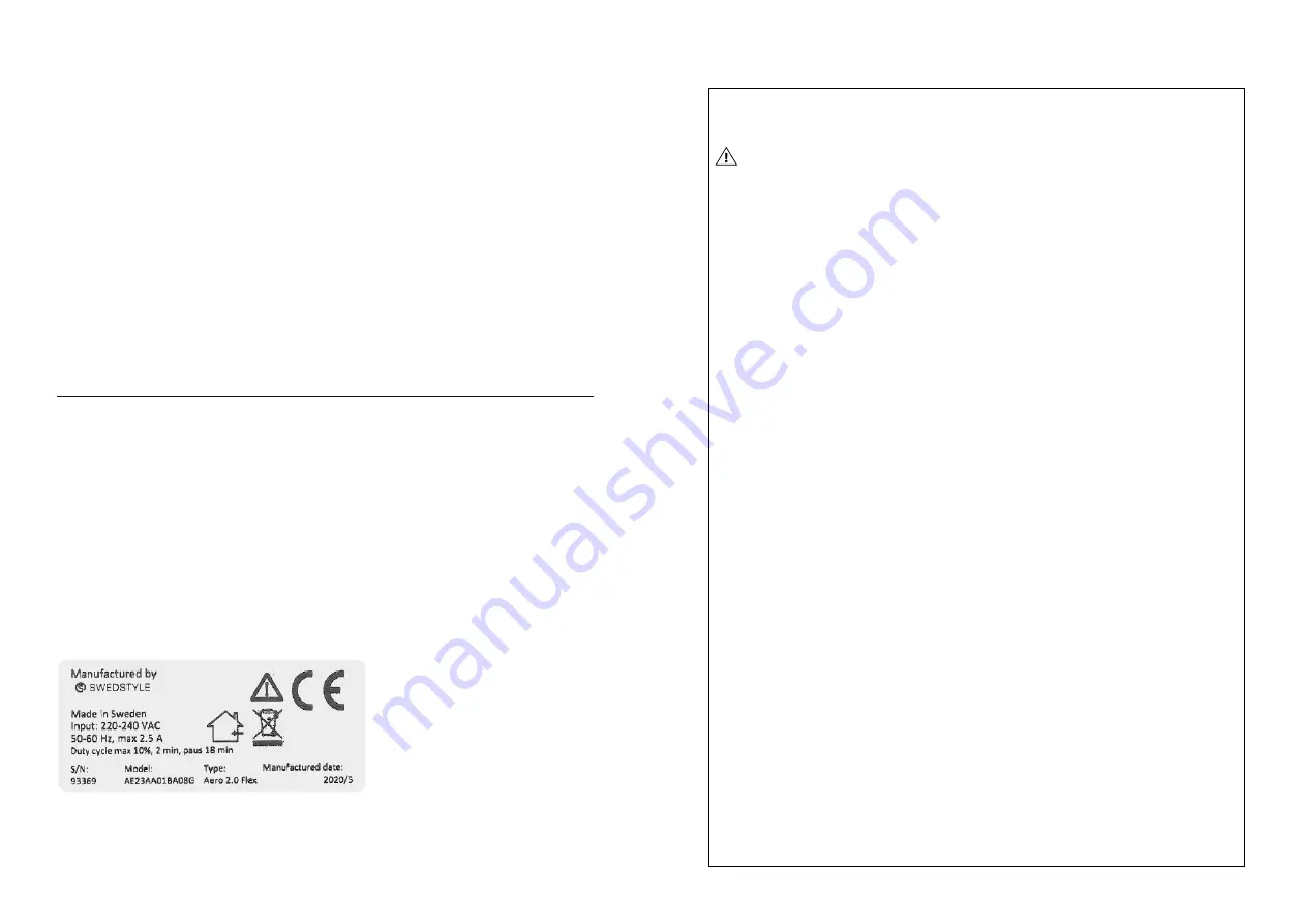 Swedstyle CLASSIC TWIN 2.0 FLEX-2022 Operating Manual Download Page 2