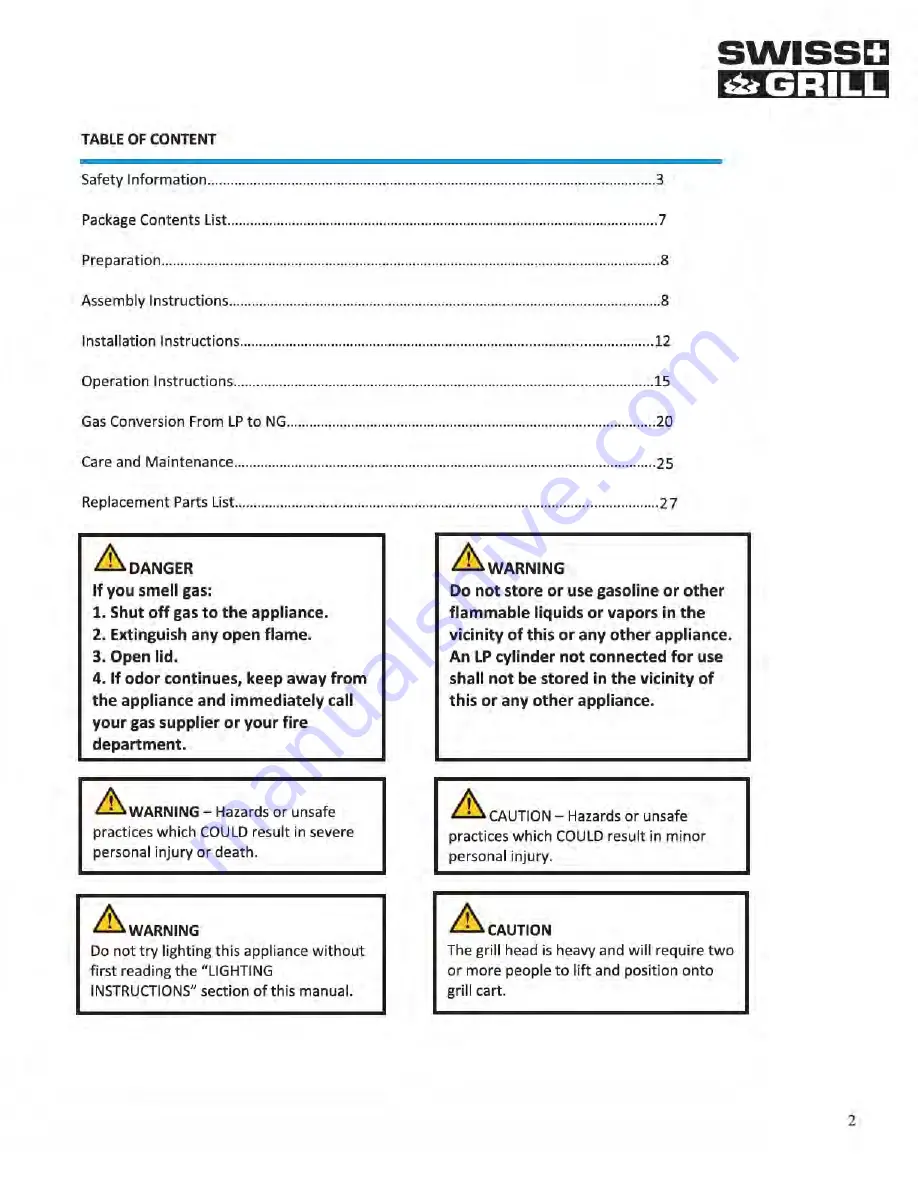 SWISS GRILL CBU-401-A User Manual Download Page 2