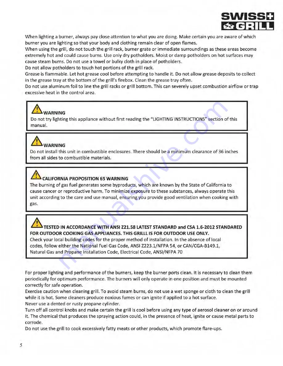 SWISS GRILL CBU-401-A User Manual Download Page 5