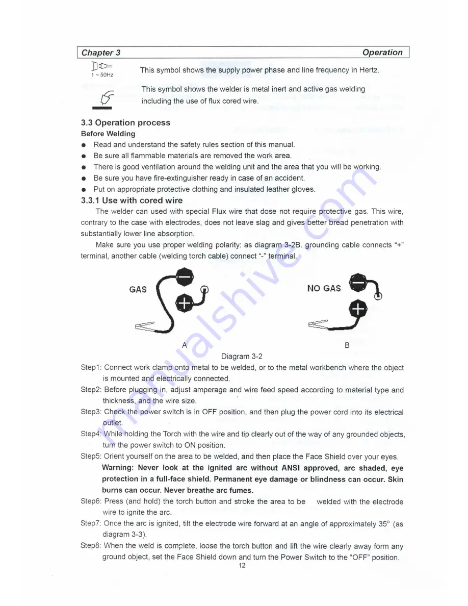 SWP MIG-150 TURBO Operating Instructions Manual Download Page 12