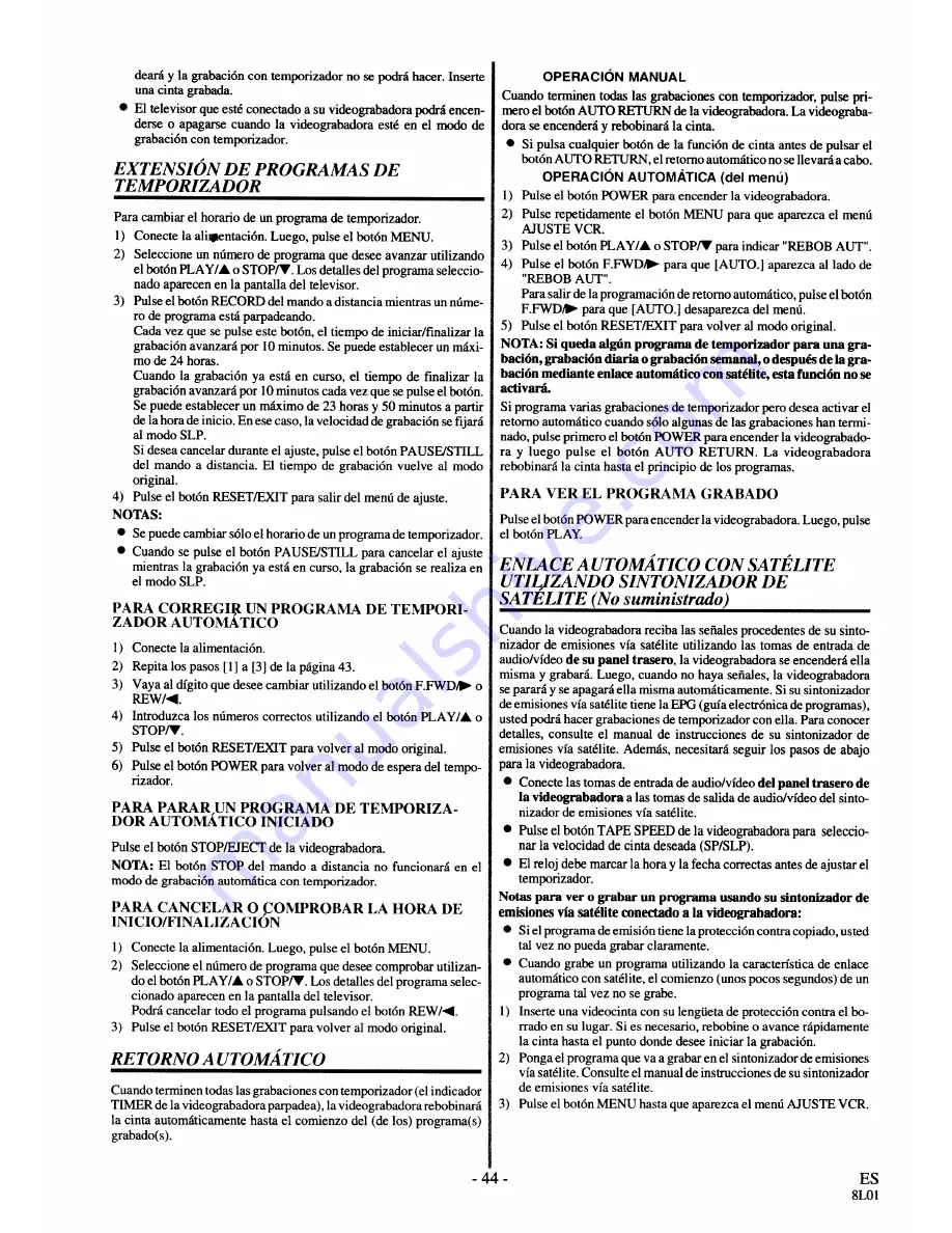 Sylvania 2940LV Owner'S Manua Download Page 44