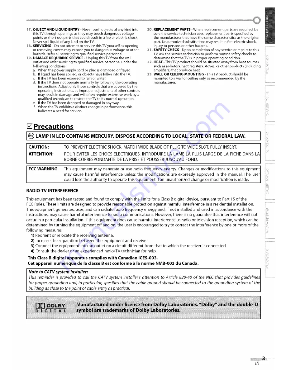 Sylvania LC155SC8 Скачать руководство пользователя страница 3