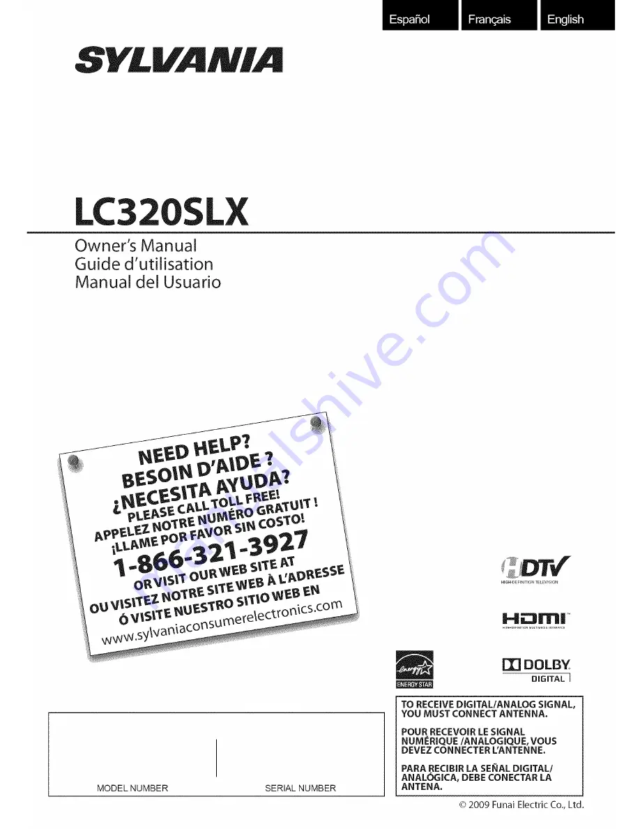 Sylvania LC320SLX Owner'S Manual Download Page 1