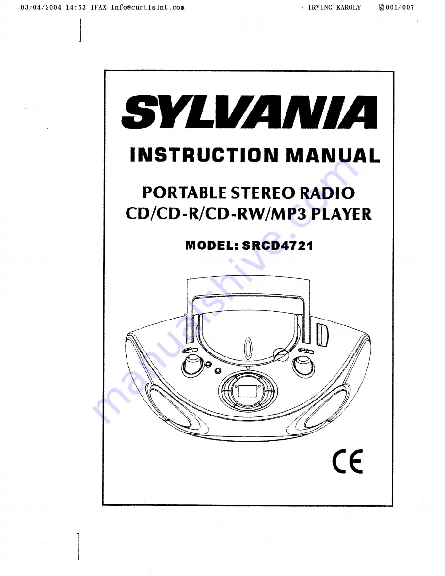 Sylvania SRCD4721 Скачать руководство пользователя страница 1