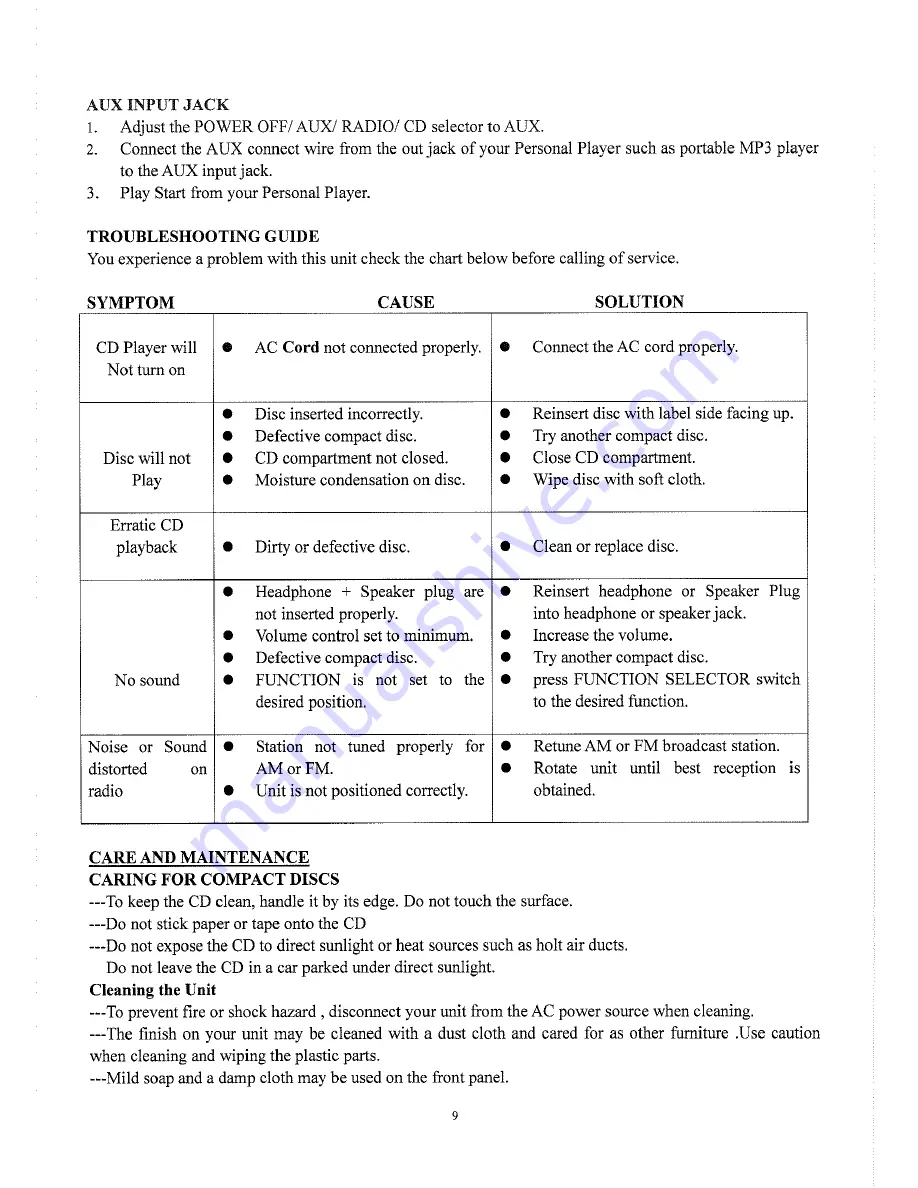 Sylvania SRCD721 Instruction Manual Download Page 9