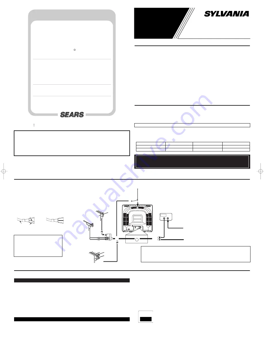 Sylvania SRT2213B, SRT2219B Owner'S Manual Download Page 5