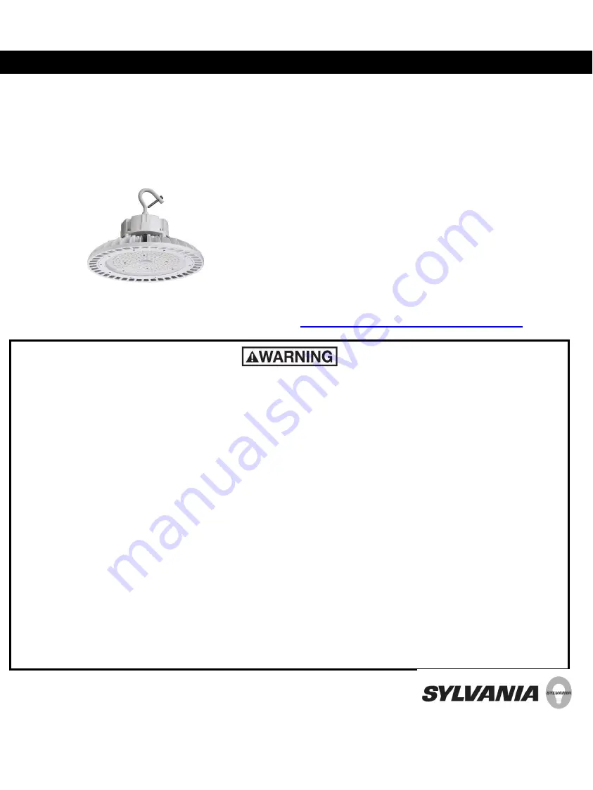 Sylvania ValueLED UFO High Bay Installation Manual Download Page 1