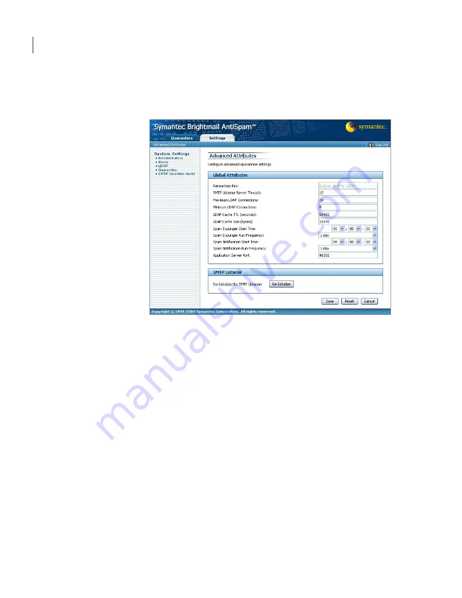 Symantec 11105111 - SYM MAIL SEC SMTP 5.0 SMS PORT MEDIA CD EN User Manual Download Page 106