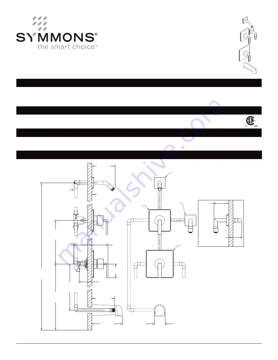 Symmons 0142-06-L/HDHSB-SS-TRM Installation Manual Download Page 1