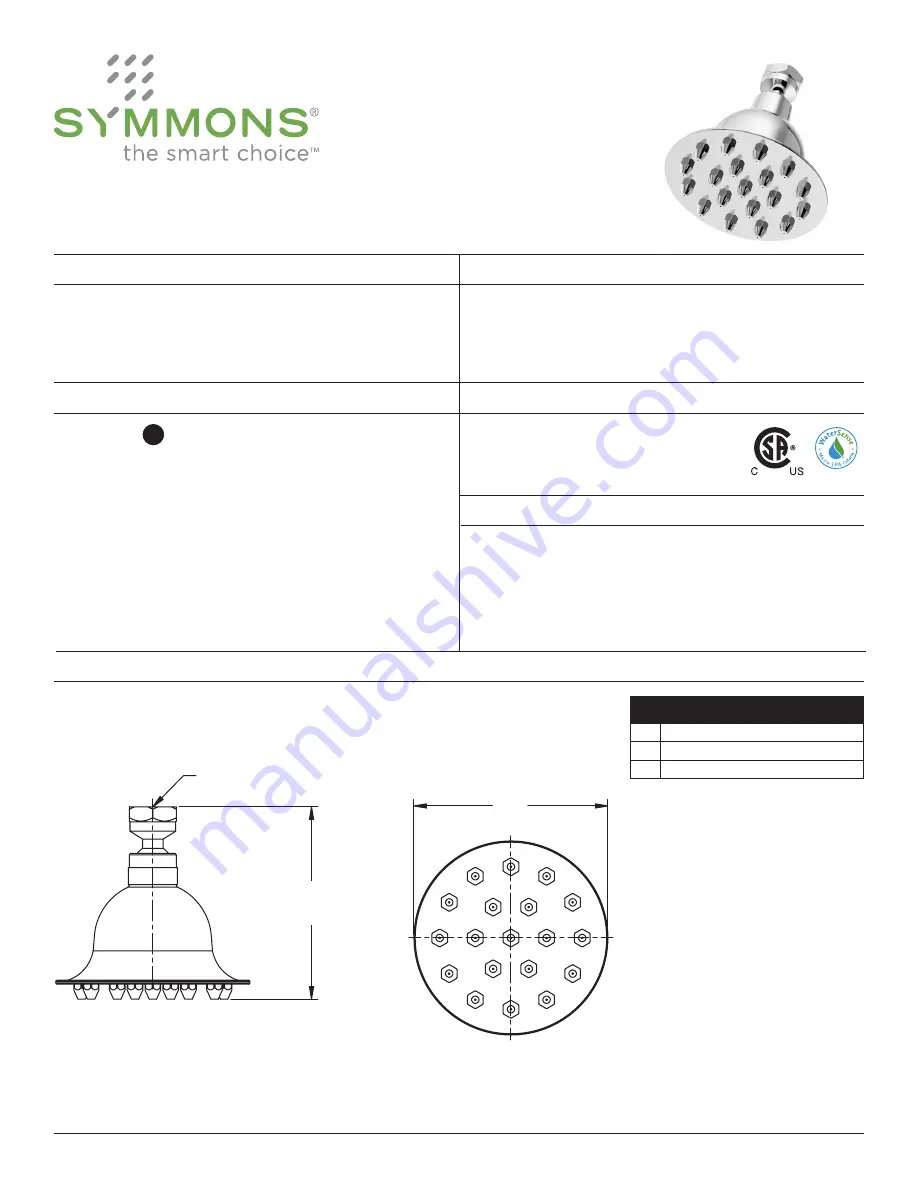 Symmons Canterbury 4-163 Operation & Maintenance Manual Download Page 1