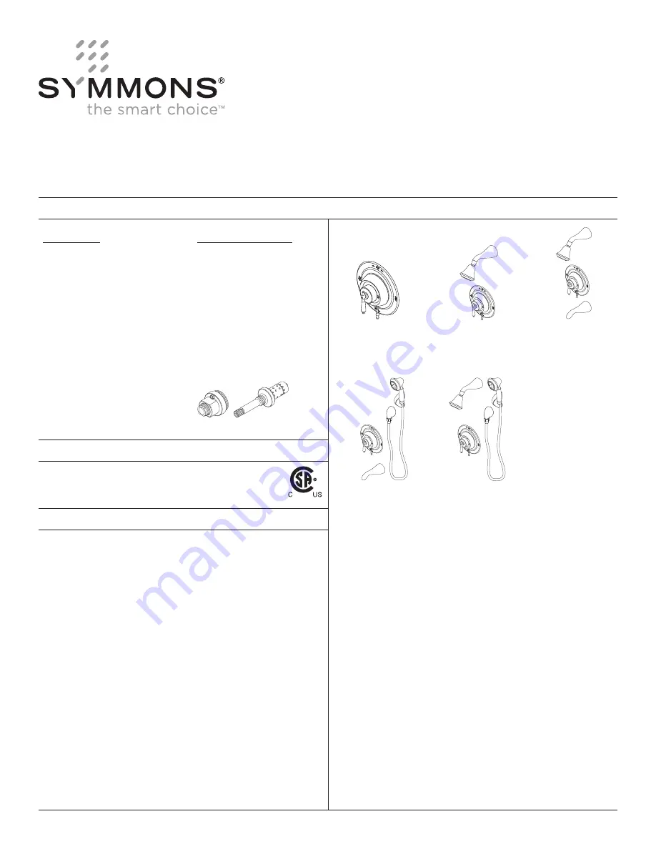 Symmons Carrington Series Installation & Operation Instructions Download Page 1