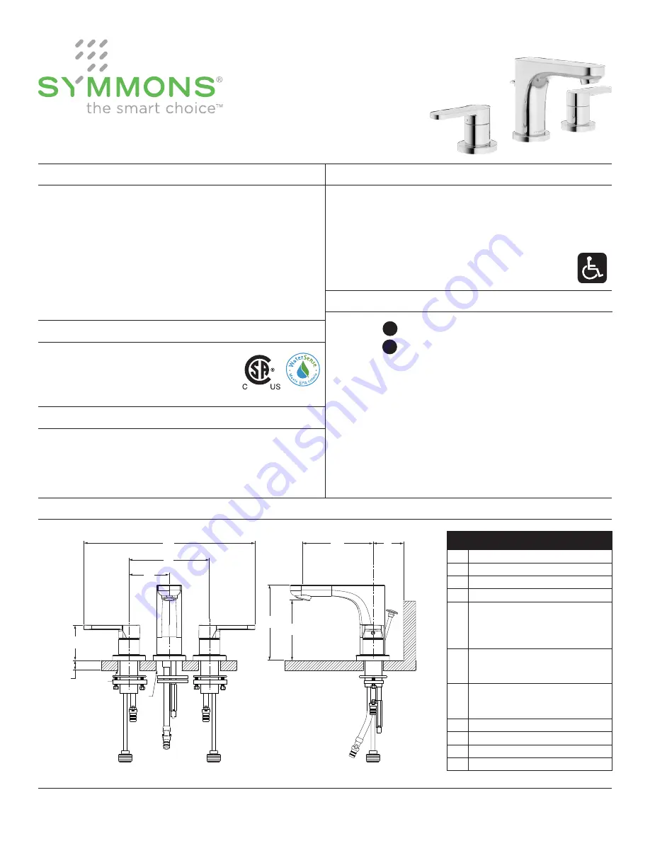 Symmons Identity SLW-6710-1.5 Скачать руководство пользователя страница 5