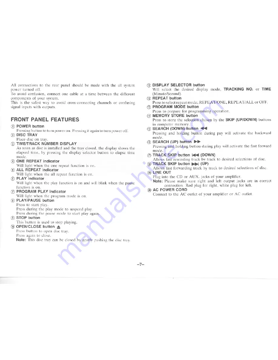 Symphonic CD1100 Owner'S Manual Download Page 7