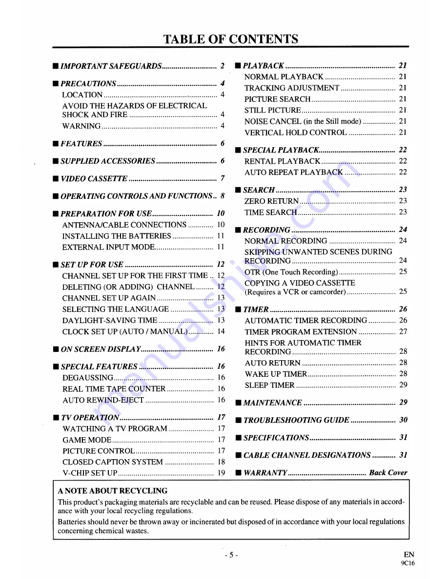 Symphonic SC3919V Owner'S Manual Download Page 5