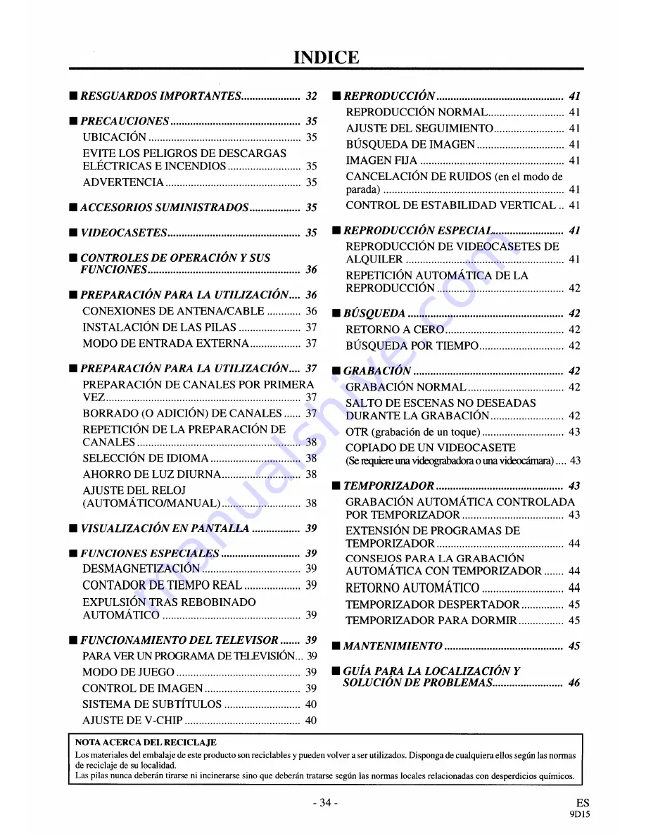 Symphonic SC3919V Owner'S Manual Download Page 34