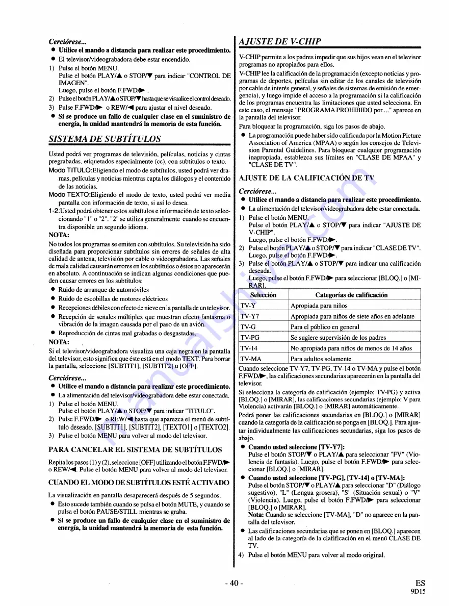 Symphonic SC3919V Owner'S Manual Download Page 40