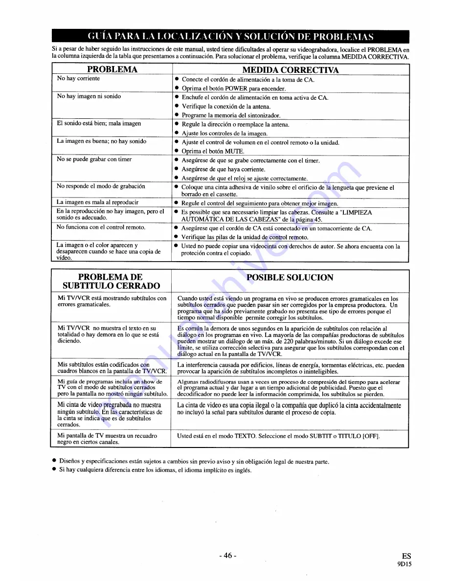 Symphonic SC3919V Owner'S Manual Download Page 46