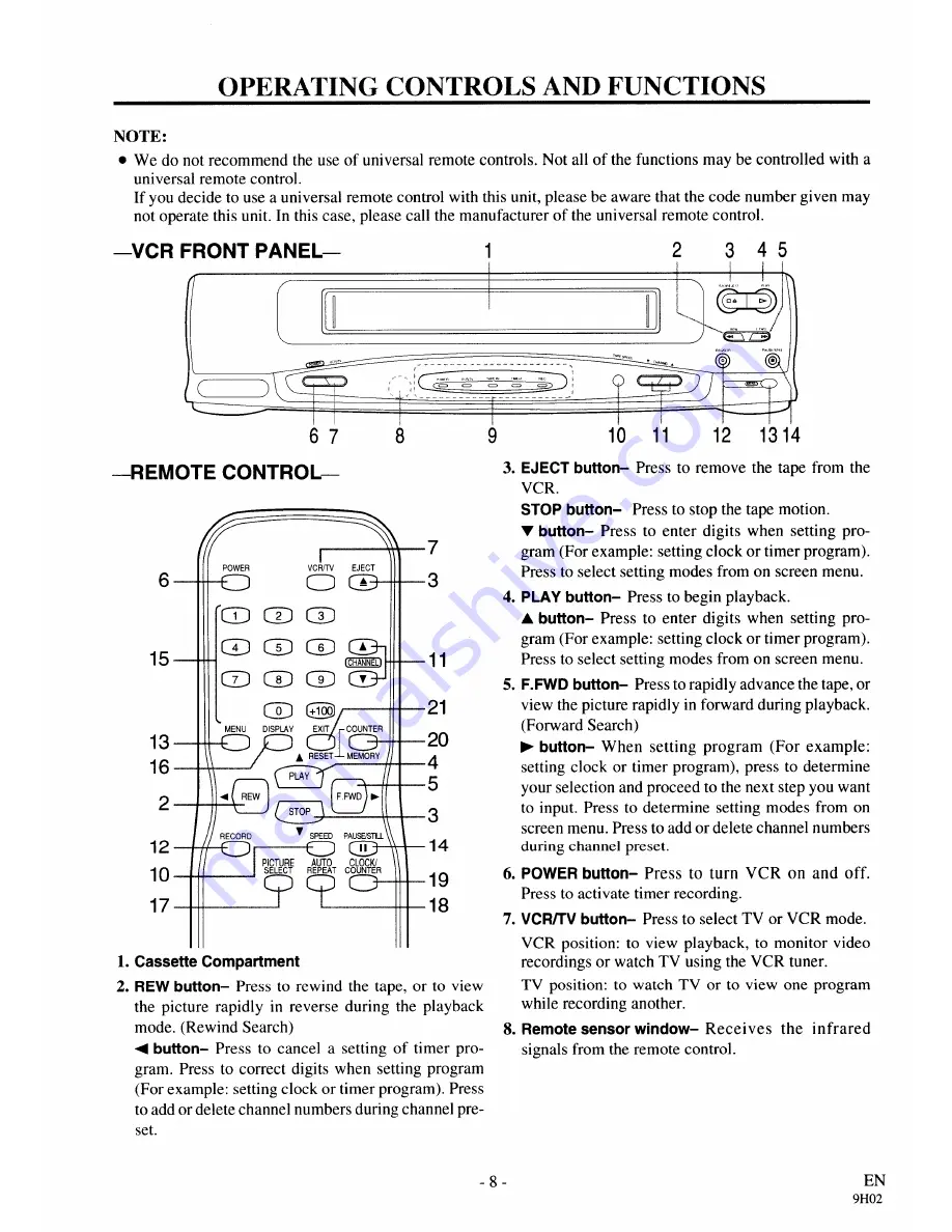 Symphonic SL220A Owner'S Manual Download Page 8