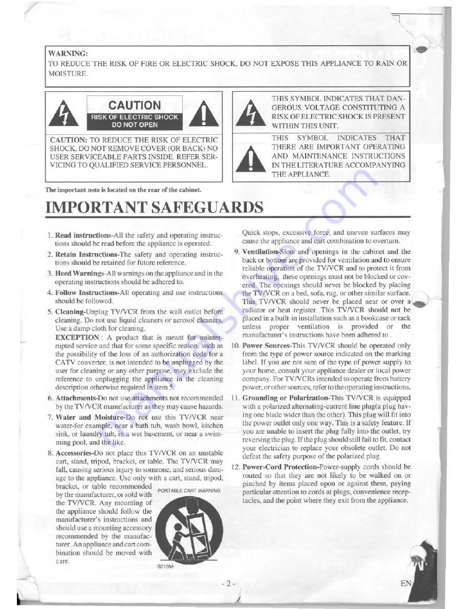 Symphonic TVCR19D1 Owner'S Manual Download Page 2