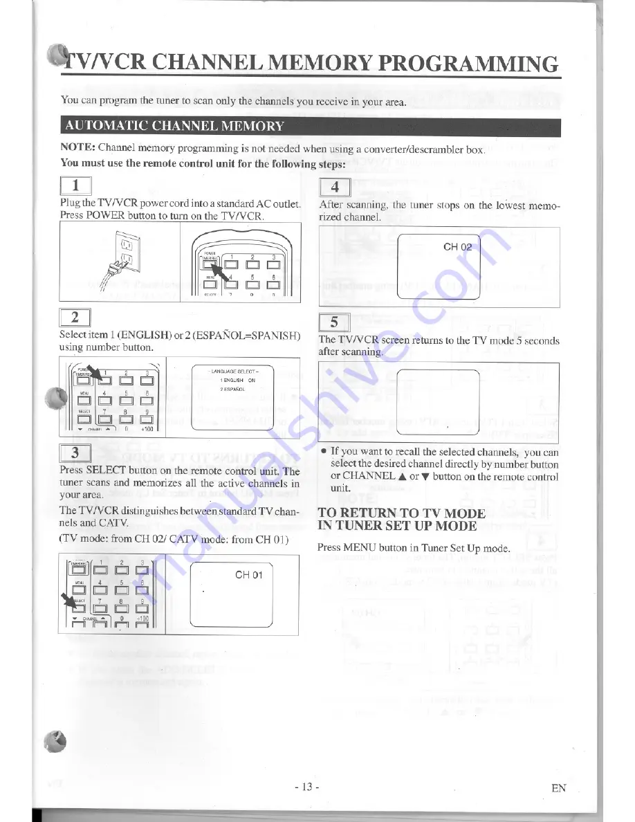 Symphonic TVCR19D1 Owner'S Manual Download Page 13