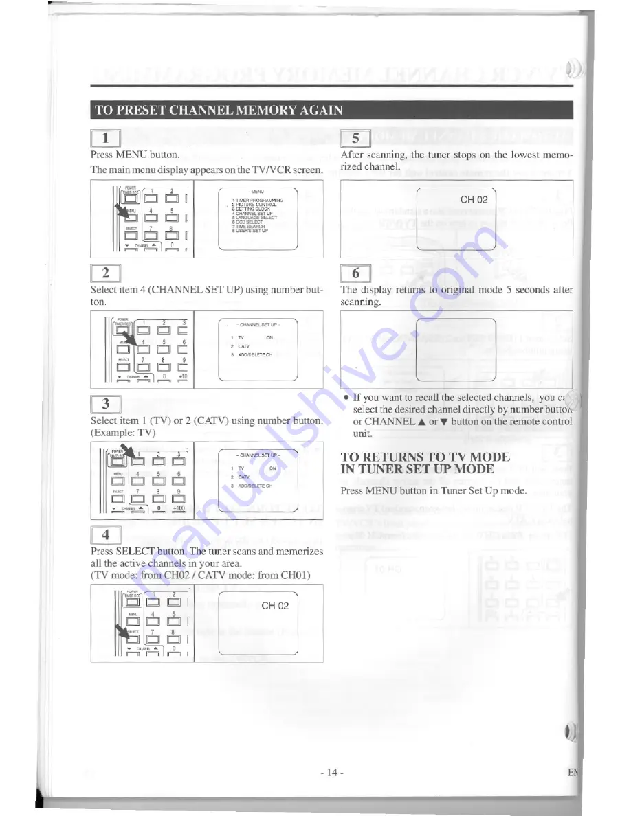 Symphonic TVCR19D1 Owner'S Manual Download Page 14