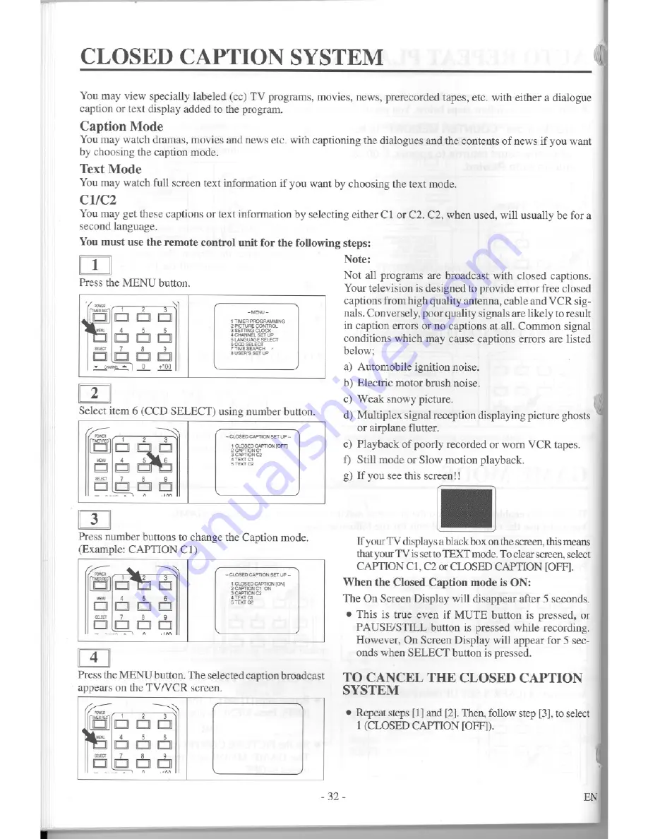 Symphonic TVCR19D1 Owner'S Manual Download Page 32