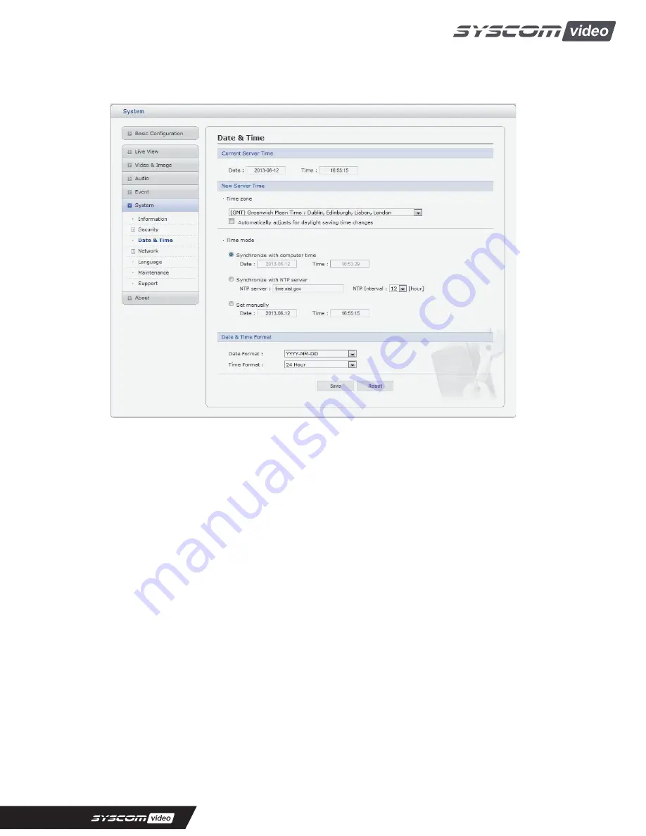 Syscom Video PT Mini Dome Instruction Manual Download Page 54