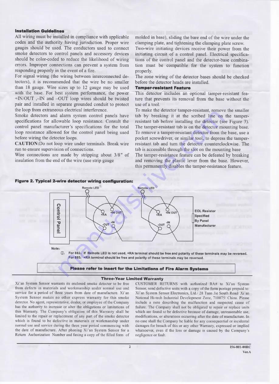 System Sensor B801RA Installation And Maintenance Instructions Download Page 2