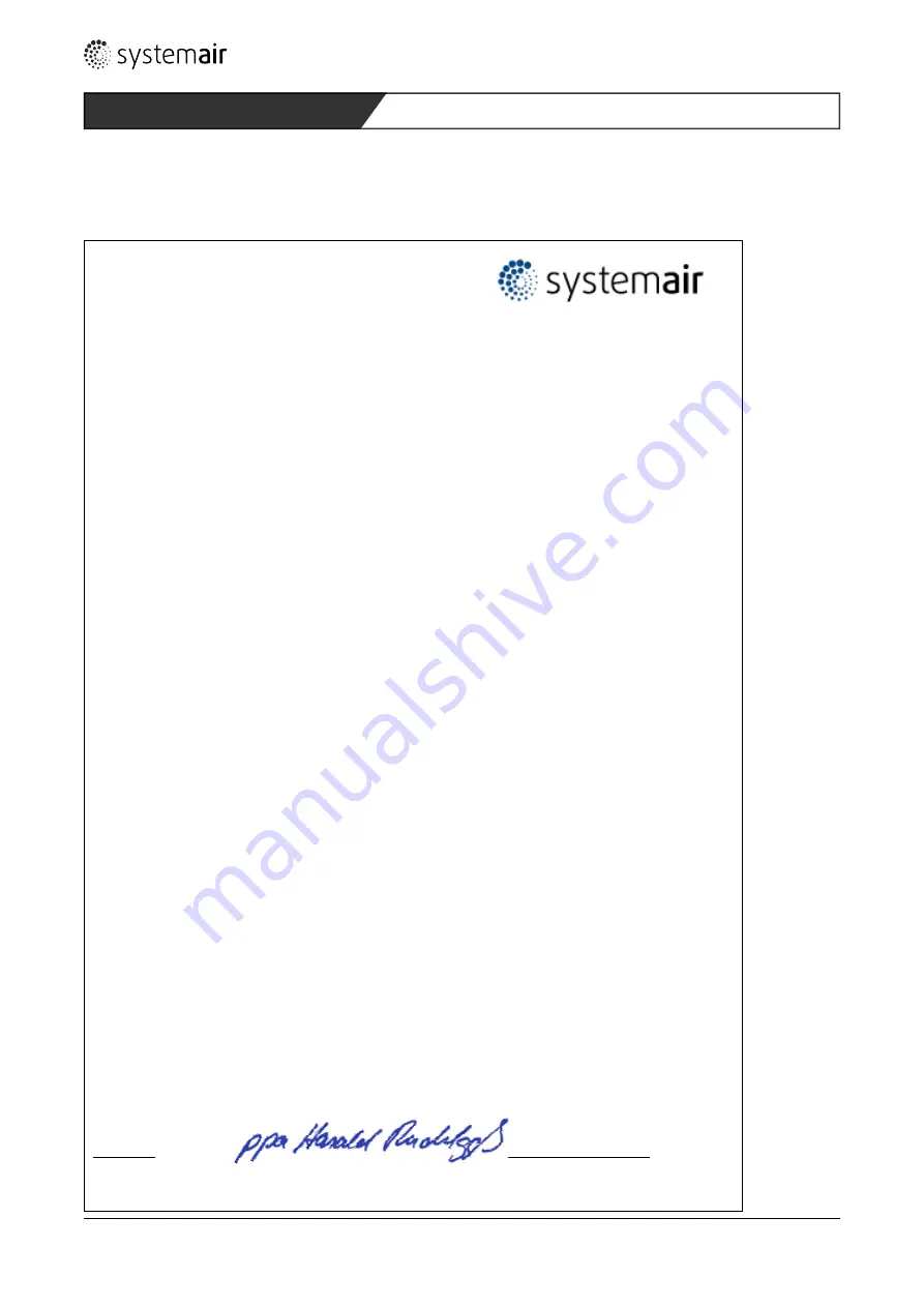 SystemAir AW 355 D4-2-EX Installation And Operating Instructions Manual Download Page 33