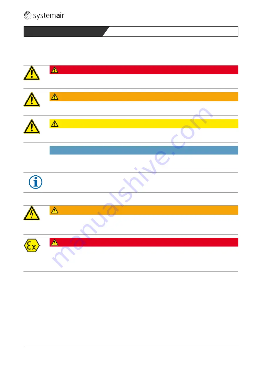 SystemAir AW 355 D4-2-EX Installation And Operating Instructions Manual Download Page 74