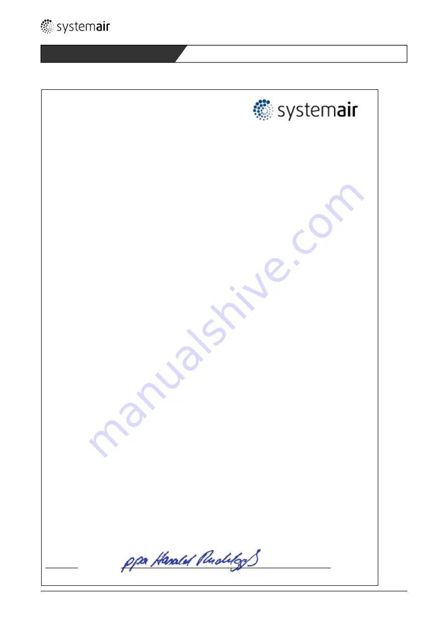 SystemAir AW 355 D4-2-EX Installation And Operating Instructions Manual Download Page 104