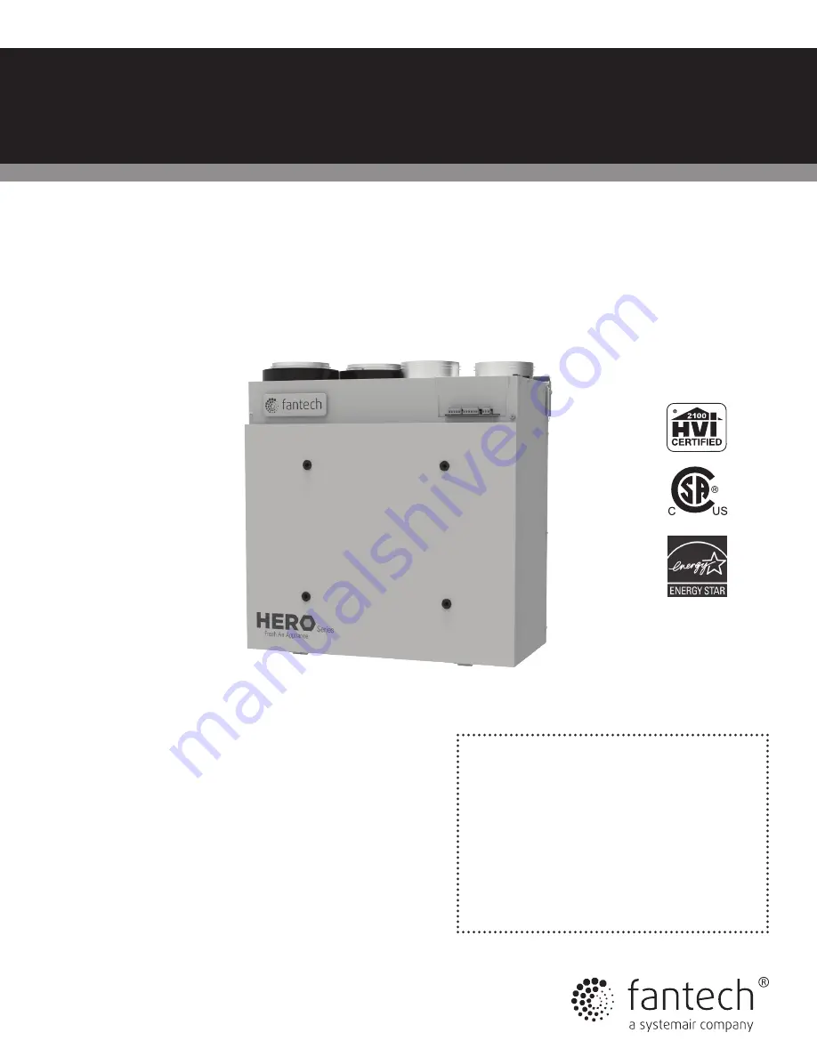 SystemAir Fantech HERO 120H Installation Manual Download Page 1