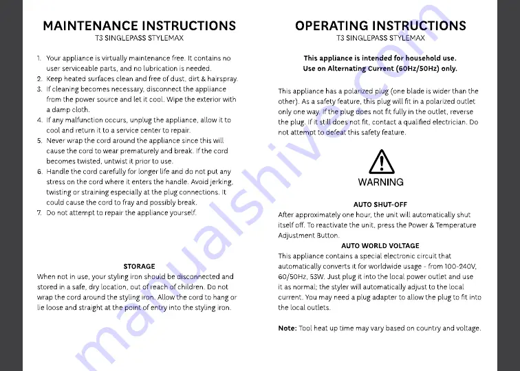 T3 SinglePass StyleMax User Manual Download Page 4