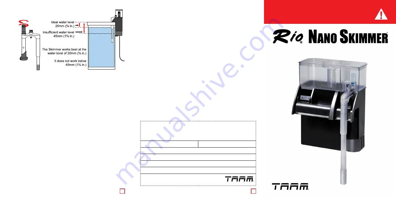 TAAM Rio Nano Skimmer Скачать руководство пользователя страница 2