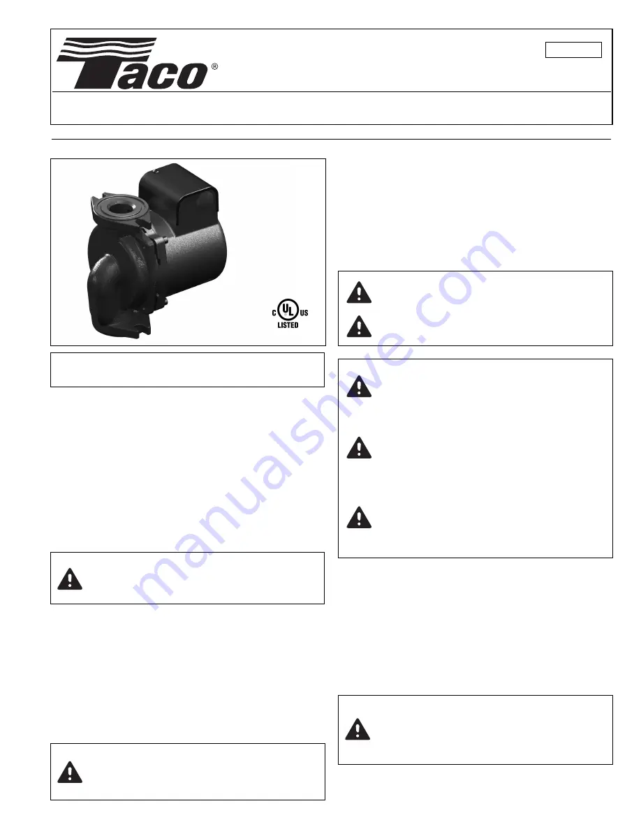 Taco 001-3914 Instruction Sheet Download Page 1