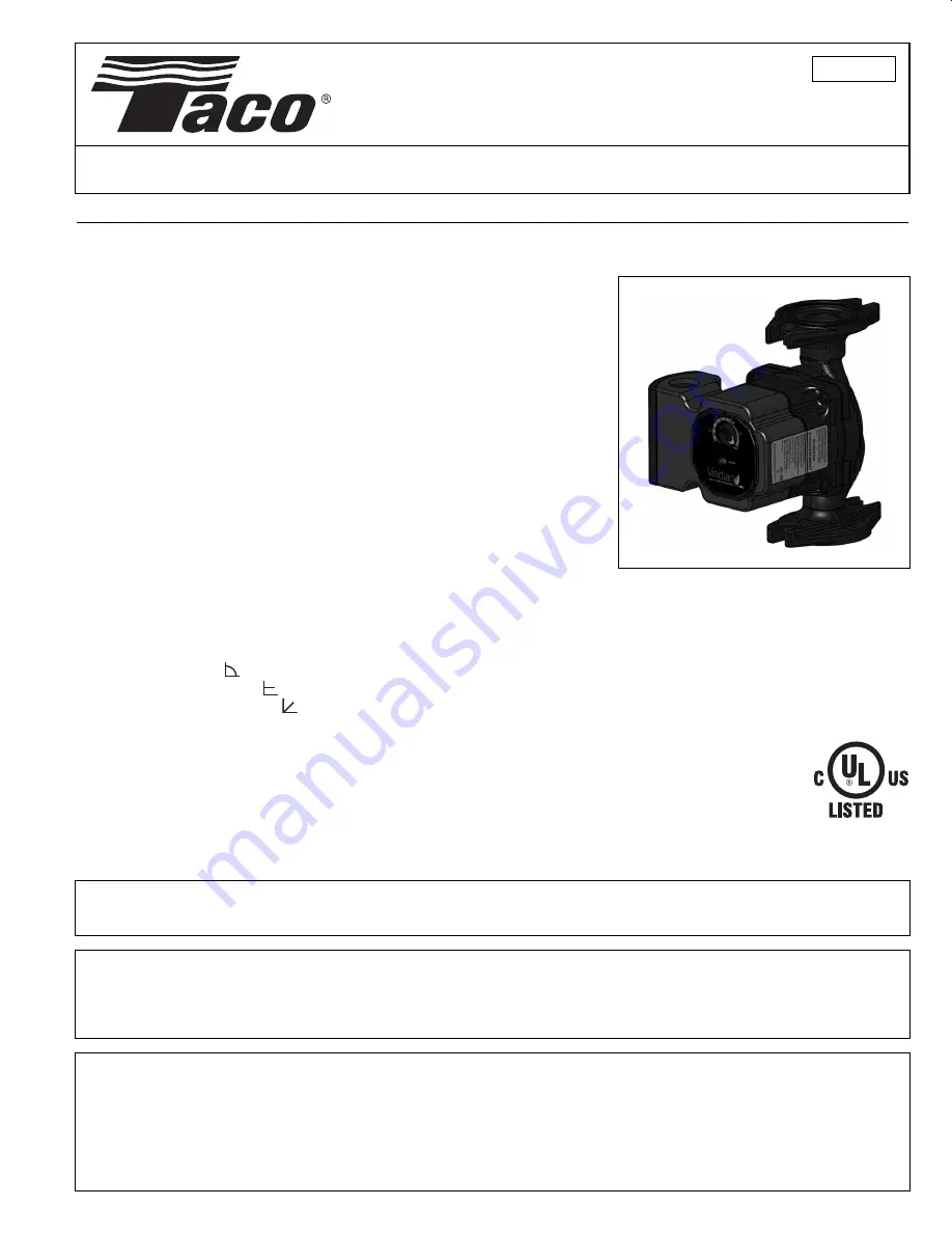 Taco Viridian VR1816 Instruction Sheet Download Page 1