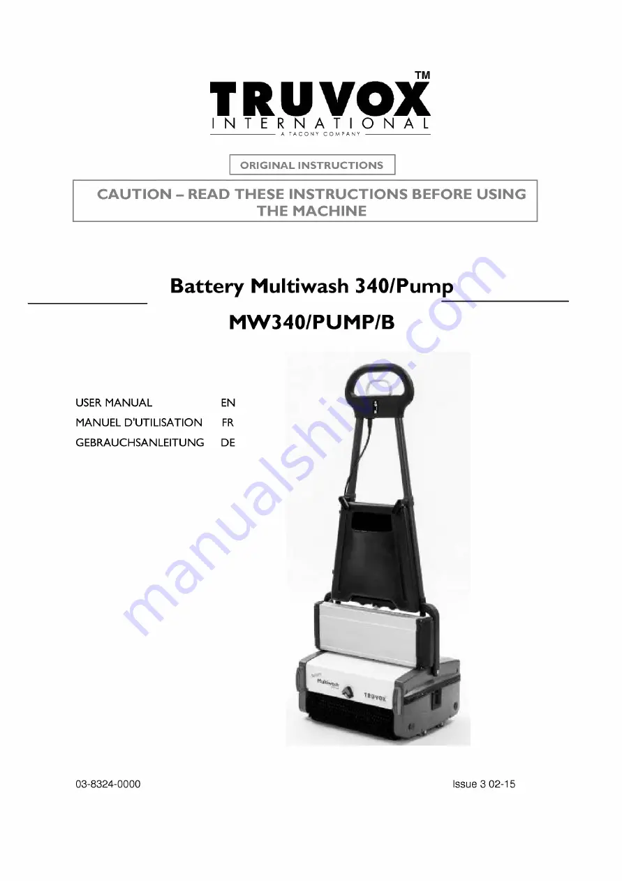 Tacony TRUVOX MW340/PUMP/B User Manual Download Page 1