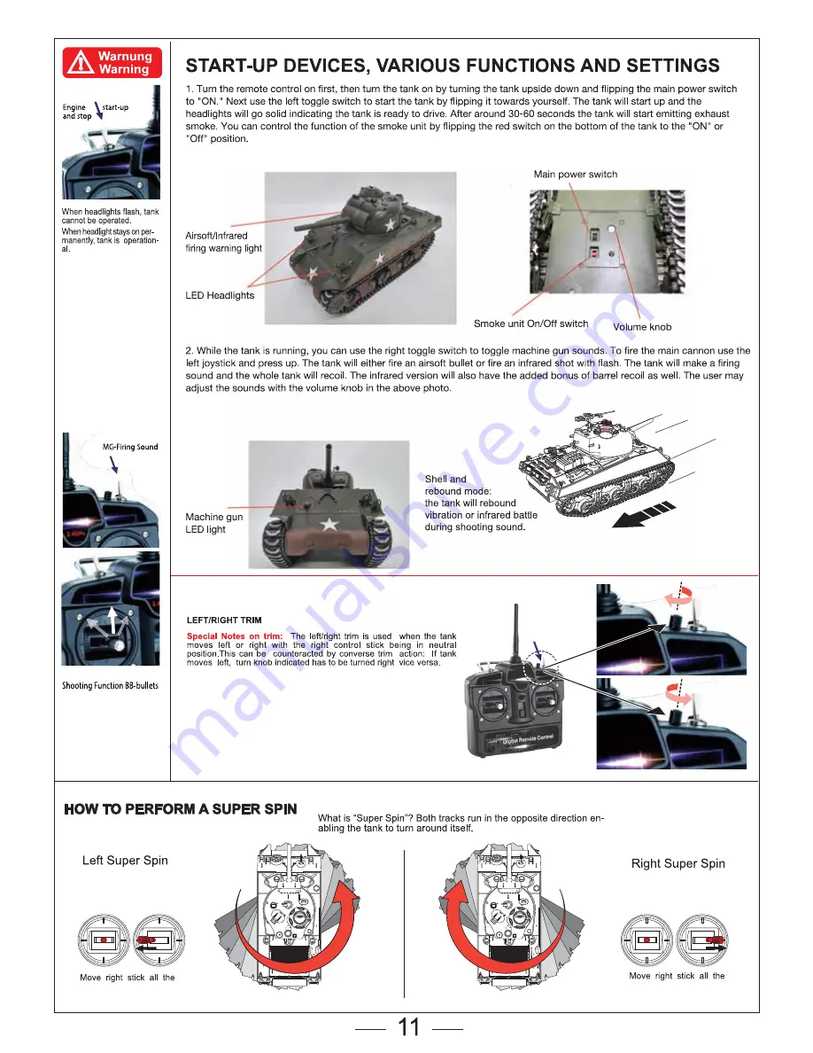 Taigen Tanks TAG13040/Airsoft M4A3 Sherman 75MM Скачать руководство пользователя страница 11