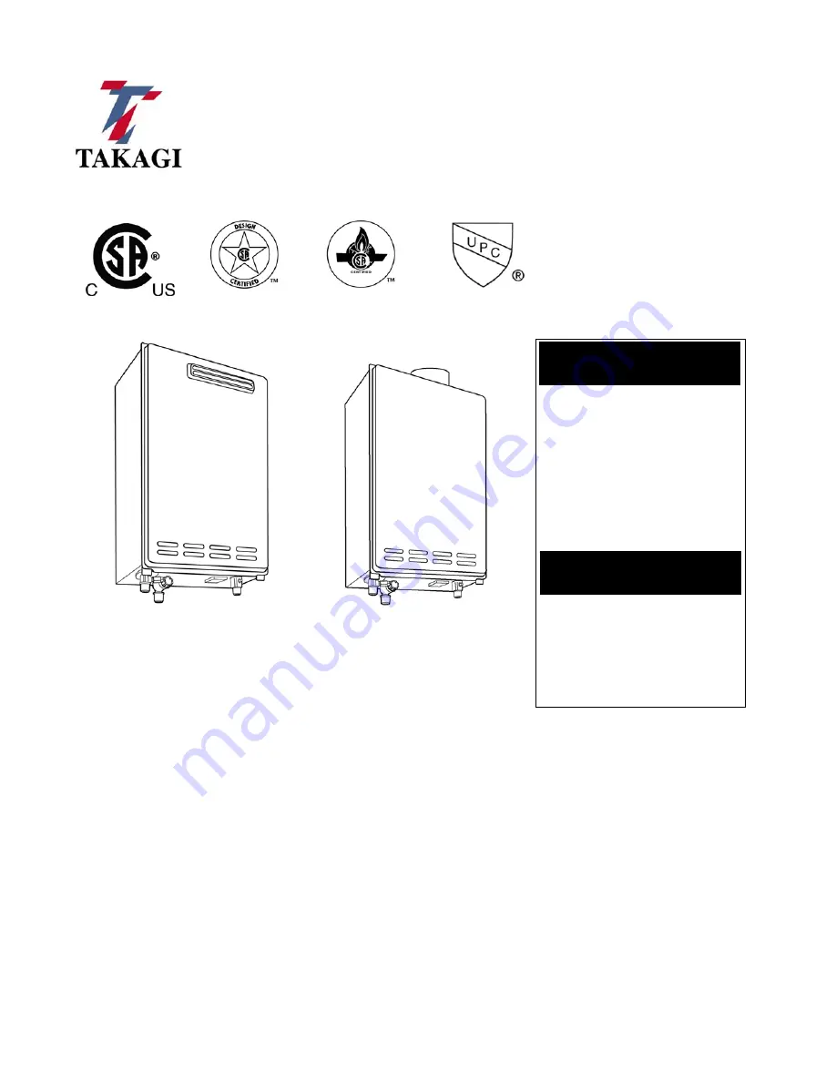 Takagi T-K3-OS Installation Manual And Owner'S Manual Download Page 1