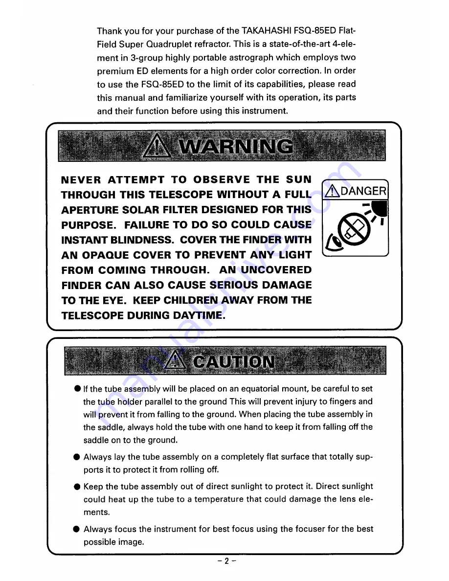 Takahashi FSQ-85ED Instruction Manual Download Page 2