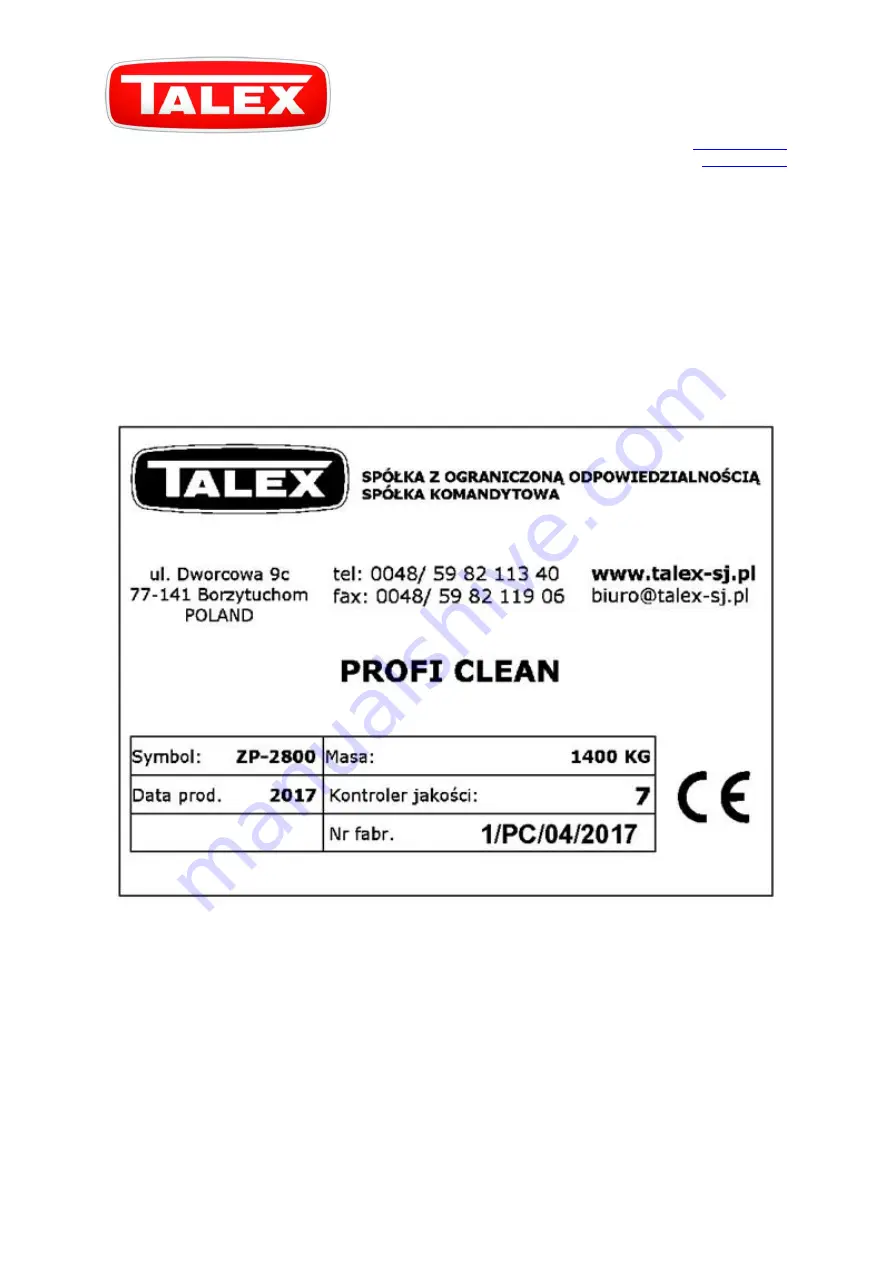 Talex PROFI CLEAN 2800 User Manual Download Page 5