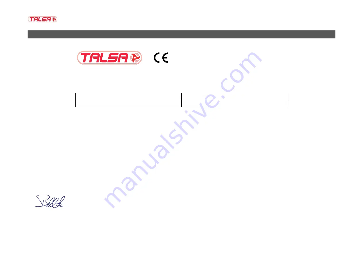 Talsa F14s Operating Instructions And Eu Declaration Of Conformity Download Page 123