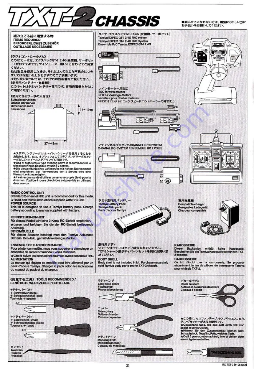 Tamiya TXT-2 Скачать руководство пользователя страница 2